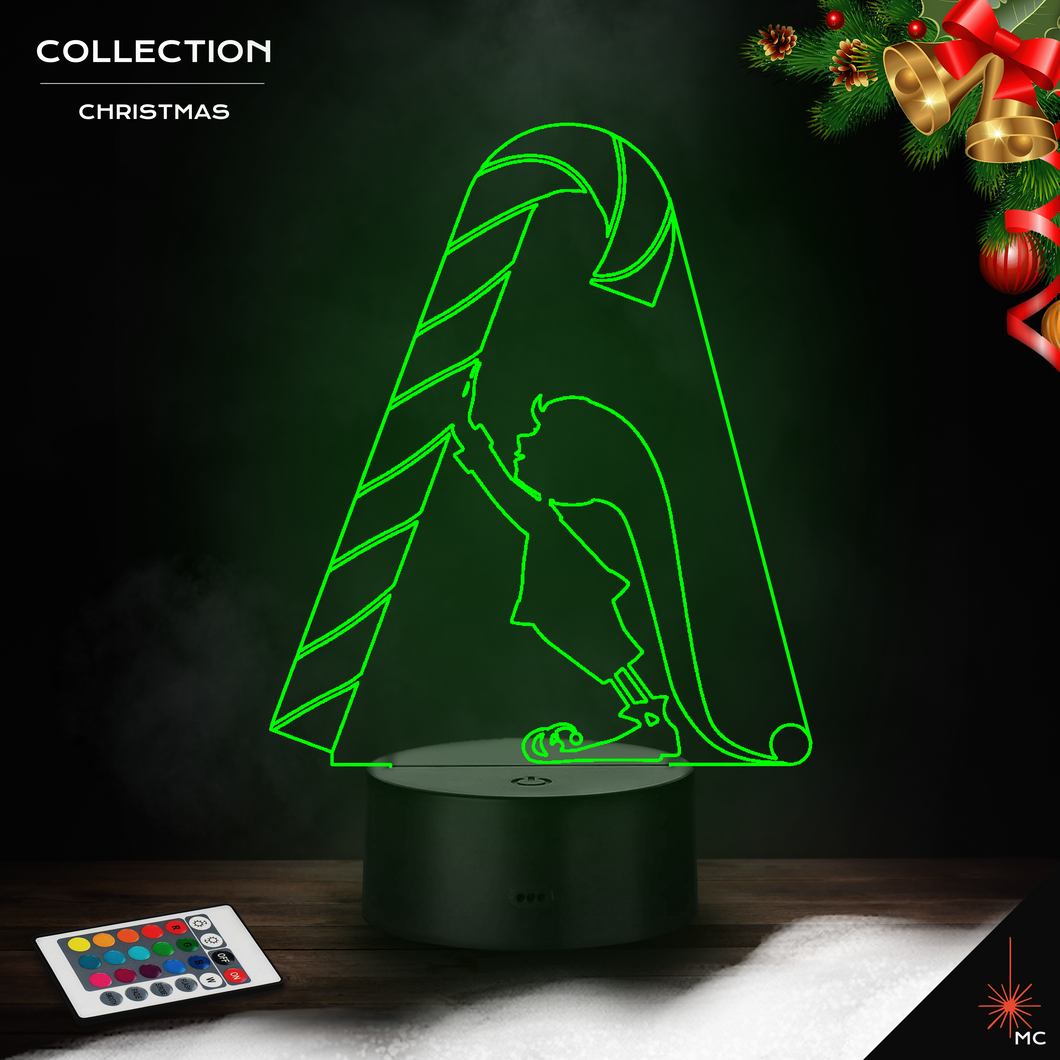 LED Lamp - Elf w/ Candy Cane (Christmas)