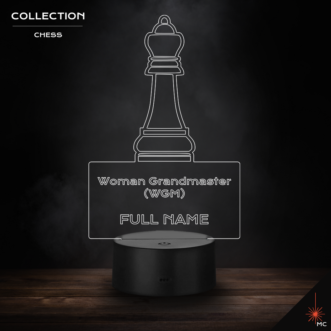 LED Lamp - Woman Grandmaster (WGM) + Full Name (Chess)