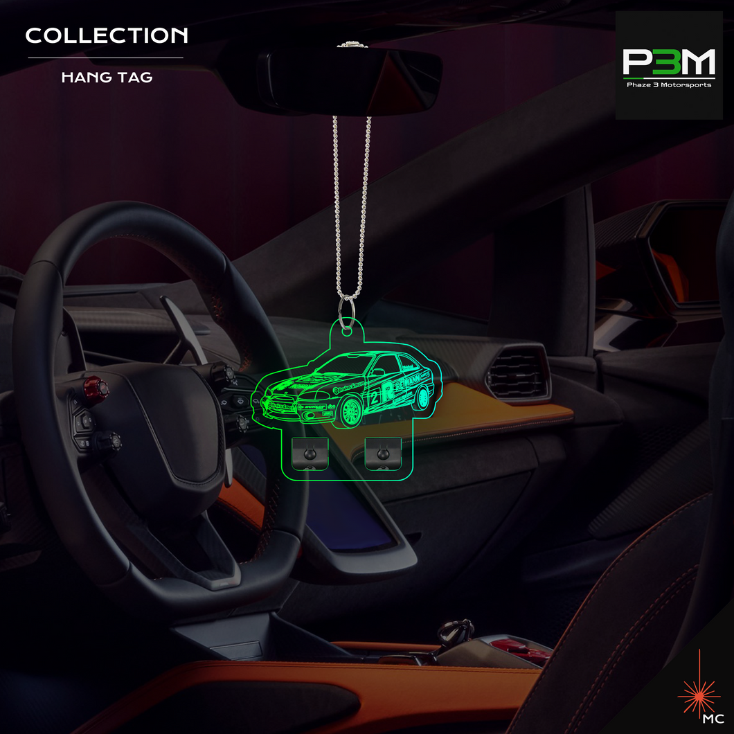 LED Rear View Mirror Hang Tag Display - Phaze 3 Motorsports Hyundai Excel Circuit Race Car (Motor Vehicle Accessories)