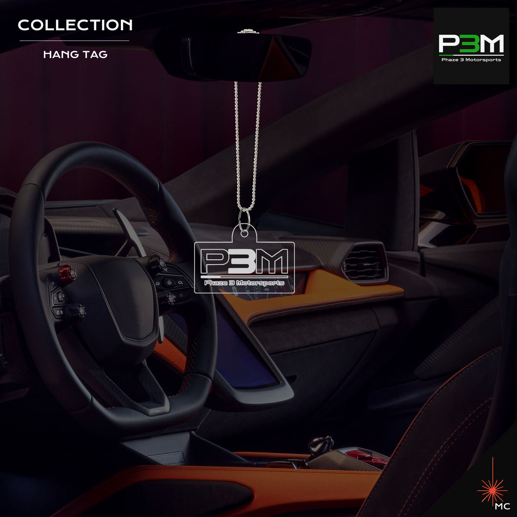 Rear View Mirror Hang Tag Display - Phaze 3 Motorsports Logo (Motor Vehicle Accessories)