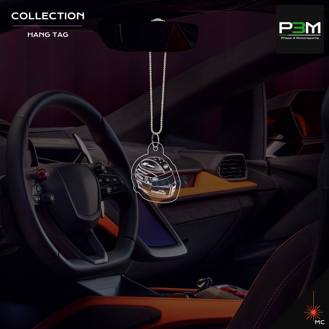 Rear View Mirror Hang Tag Display - Phaze 3 Motorsports Racing Helmet (Motor Vehicle Accessories)