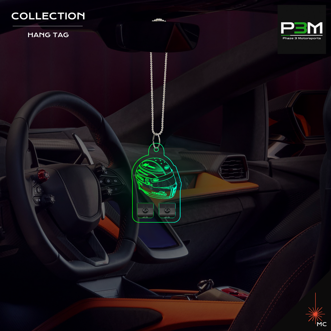 LED Rear View Mirror Hang Tag Display - Phaze 3 Motorsports Racing Helmet (Motor Vehicle Accessories)