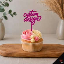 Load image into Gallery viewer, Custom Standing Acrylic Cupcake Topper [Stencils &amp; Toppers]
