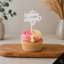 Load image into Gallery viewer, Custom Standing Acrylic Cupcake Topper [Stencils &amp; Toppers]

