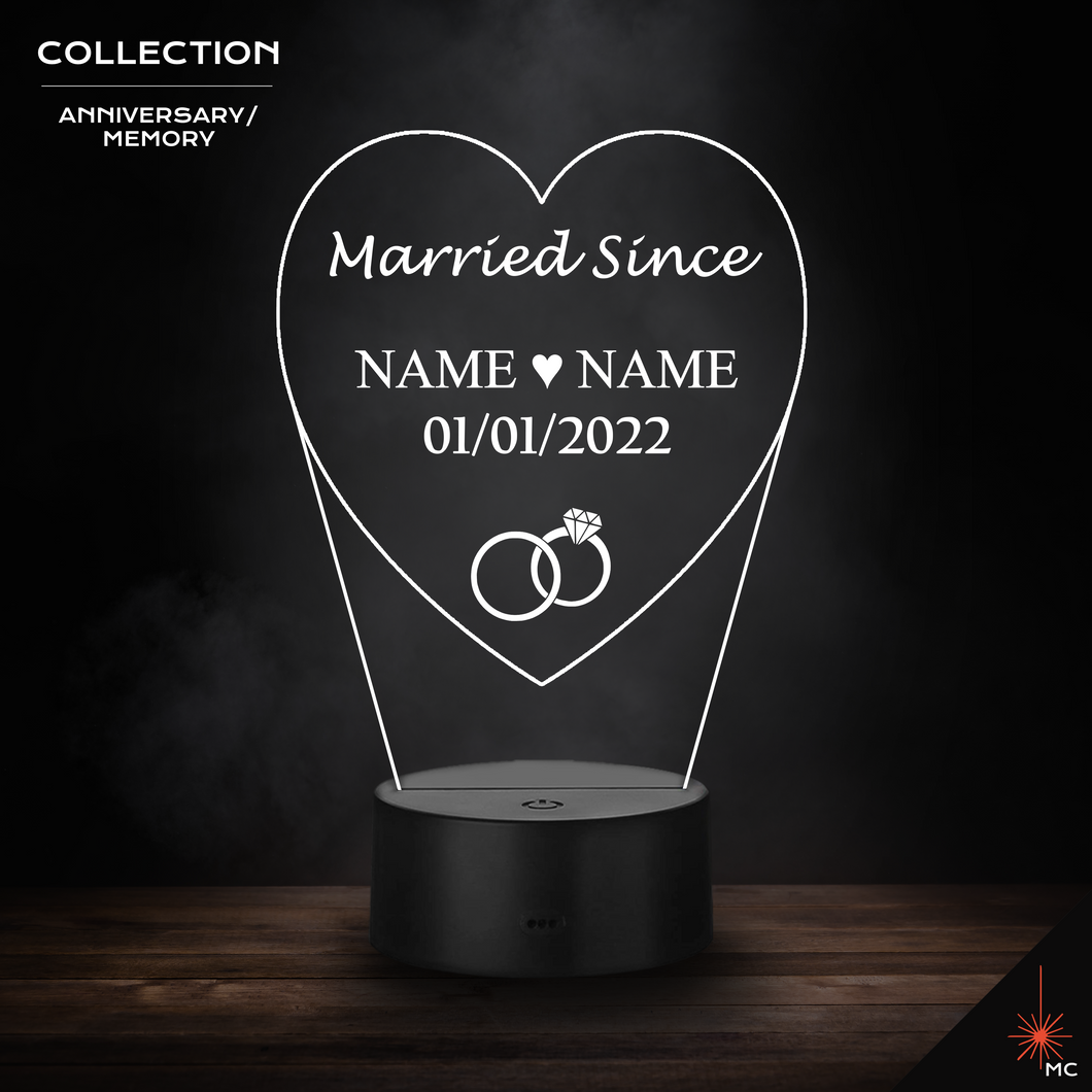 LED Lamp - Married Since (Anniversary / Memory)